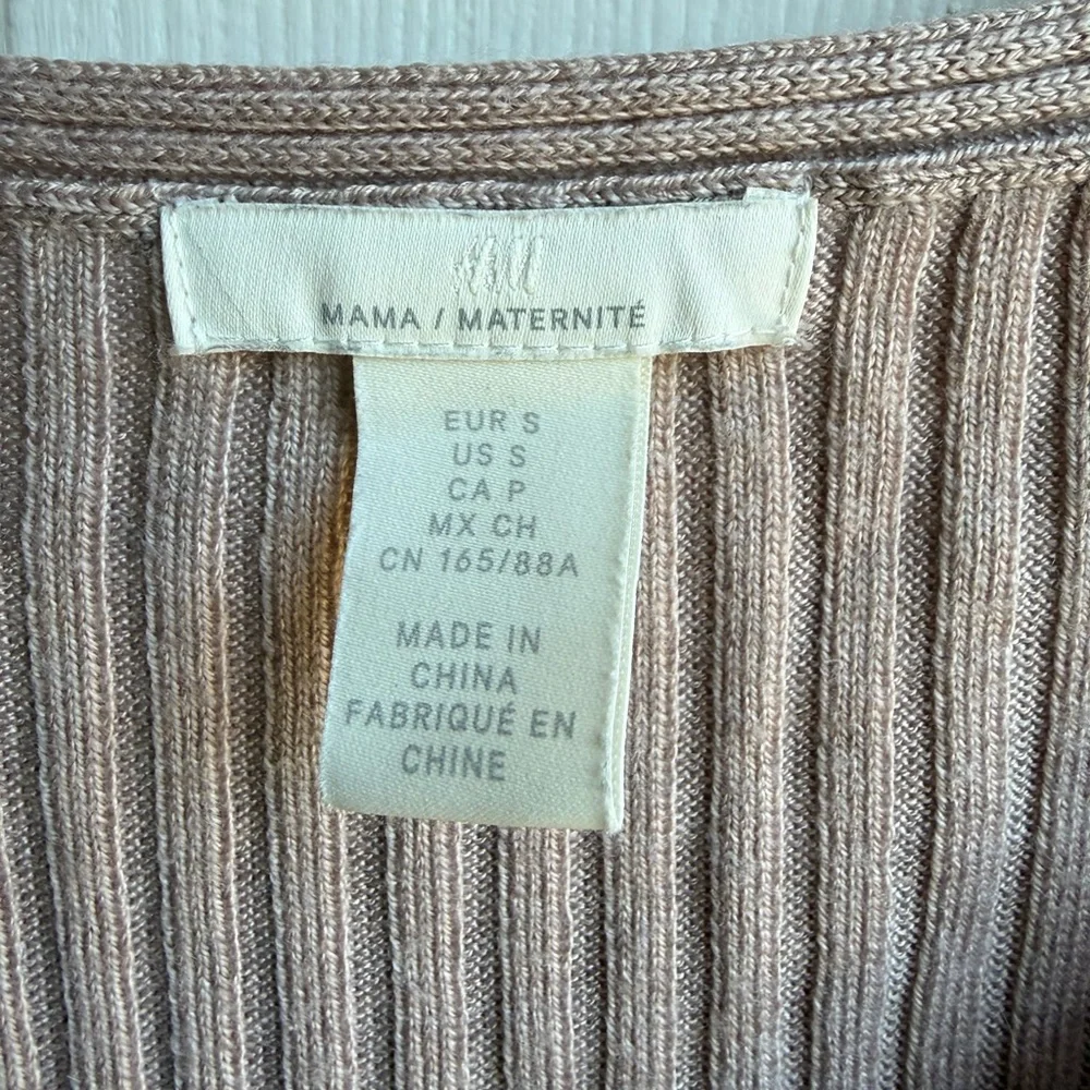 H&M MAMA Maternity Long Ribbed Knit Belted Beige Sweater, Size Small - Picture 6 of 7